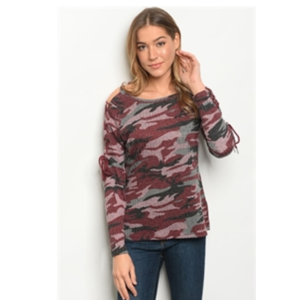 Burgundy Camouflage Long Sleeve • - Picture 8 of 8